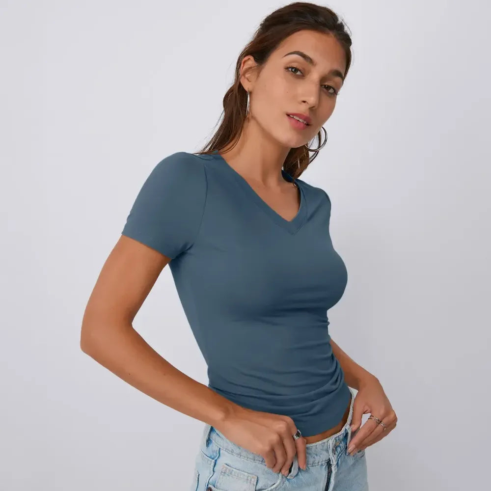 8 Pack Women’s Deep V-Neck Backless Y2K Slim Tops