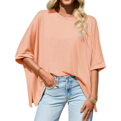 Women's Oversized Batwing Short Sleeve Tops