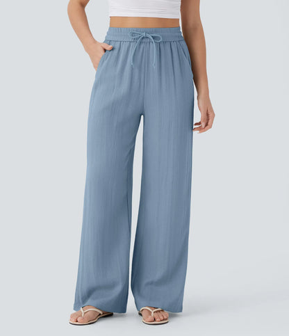 ⏰Clearance Sale⚡16 Pack only $38⚡High Waisted Drawstring Pocket Wide Leg Casual Linen-Feel Pants16 Pack for $38⚡High Waisted Drawstring Pocket Wide Leg Casual Linen-Feel Pants