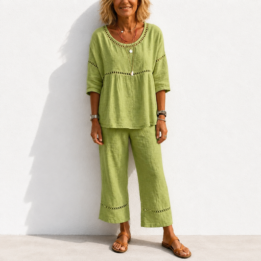 New Arrivals🔥 Women's Vintage Casual Loose-Fit Linen Two-Piece Set