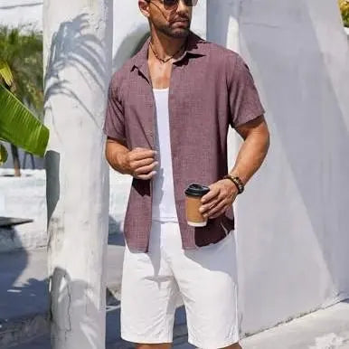 Men's Casual Short Sleeve Linen Shirt