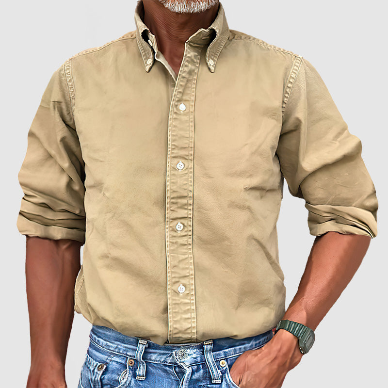 CLEARANCE🔥 Men's Vintage Premium Washed Long Sleeve Shirt