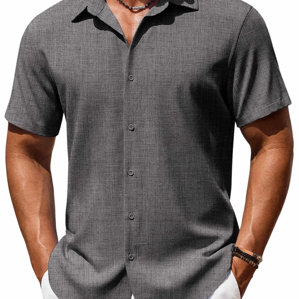 Men's Casual Short Sleeve Linen Shirt