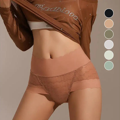 Breathable Seamless High-Waist Lace Panties