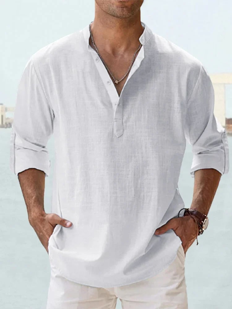 ⏰🎉Seasonal clearance — 13-pack for $29 👔Men's Cotton Linen Casual Long Sleeve Shirt