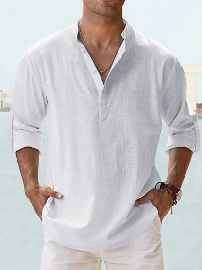 ⏰🎉Seasonal clearance — 13-pack for $29 👔Men's Cotton Linen Casual Long Sleeve Shirt