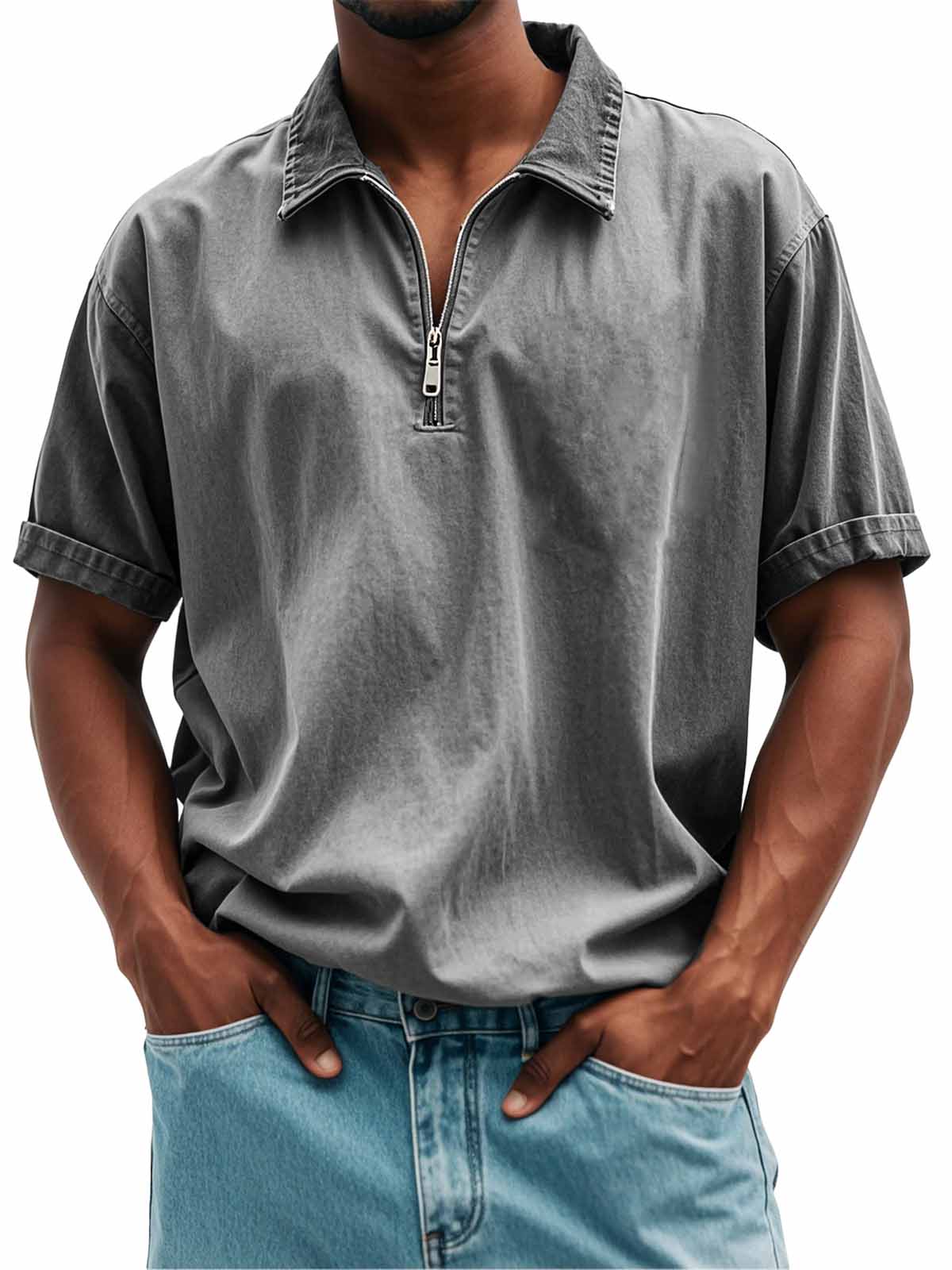 FINAL SALE⚡10 Packs for $34.99⚡Men's Fashion Retro Casual Stand Collar Short Sleeve Polo Shirt