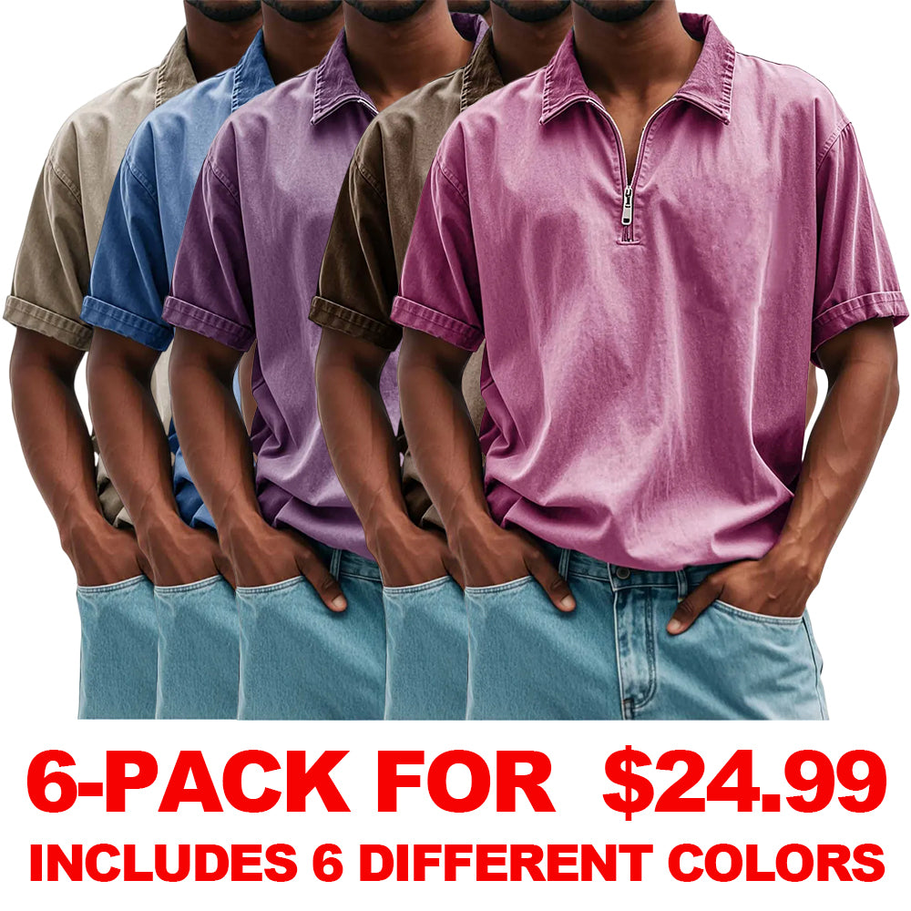 FINAL SALE⚡10 Packs for $34.99⚡Men's Fashion Retro Casual Stand Collar Short Sleeve Polo Shirt