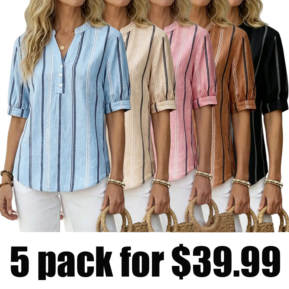 🔥🔥Beautiful and comfortable, women's cotton and linen short-sleeved T-shirt