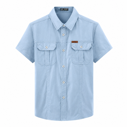 Mens Tactical Cargo Shirt | Lightweight Utility Button-Up Summer Shirt