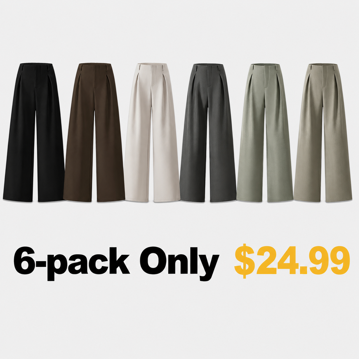 Women’s Pleated Wide Leg Pants with Pockets – Elegant High Waist Office Trousers