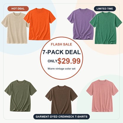 SUMMER FINAL SALE - Men's Garment-Dyed Crewneck Short Sleeve T-Shirt 14-Pack $37.99