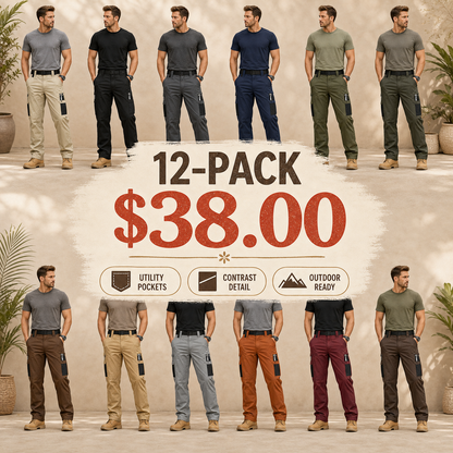 ⚡12 Pack for $38⚡Men's Contrast Pocket Tactical Cargo Pants