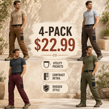 ⚡12 Pack for $38⚡Men's Contrast Pocket Tactical Cargo Pants