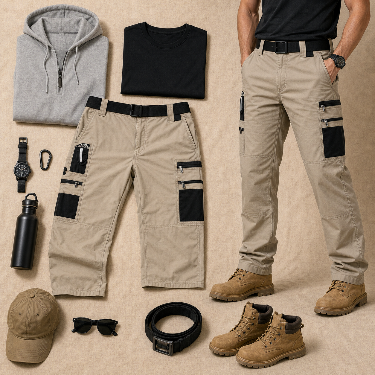 ⚡12 Pack for $38⚡Men's Contrast Pocket Tactical Cargo Pants