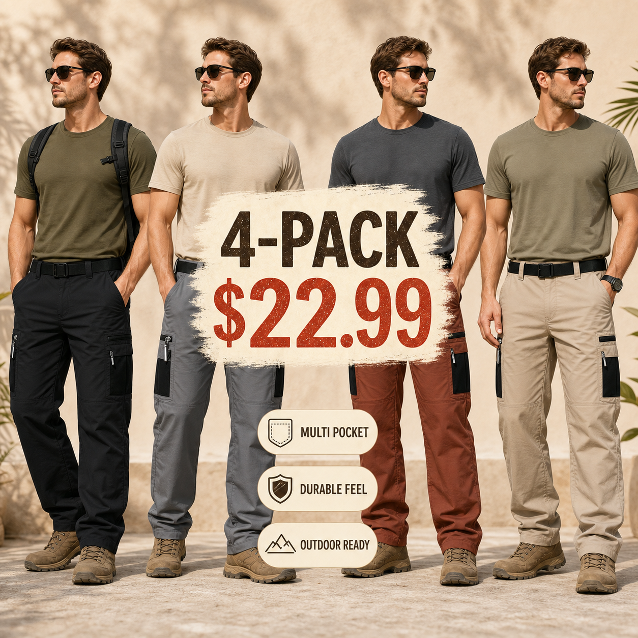 ⚡12 Pack for $38⚡Men's Contrast Pocket Tactical Cargo Pants