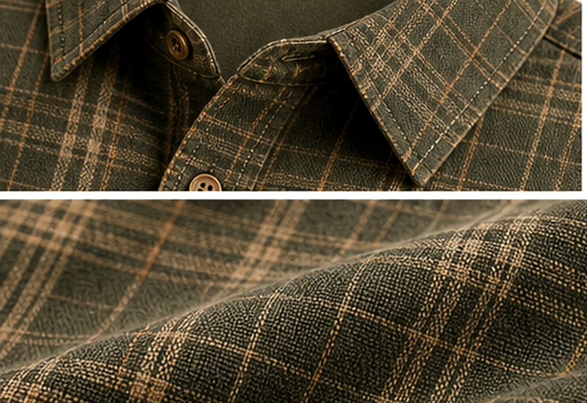 Men's Plaid Short Sleeve Utility Button-Up Shirt