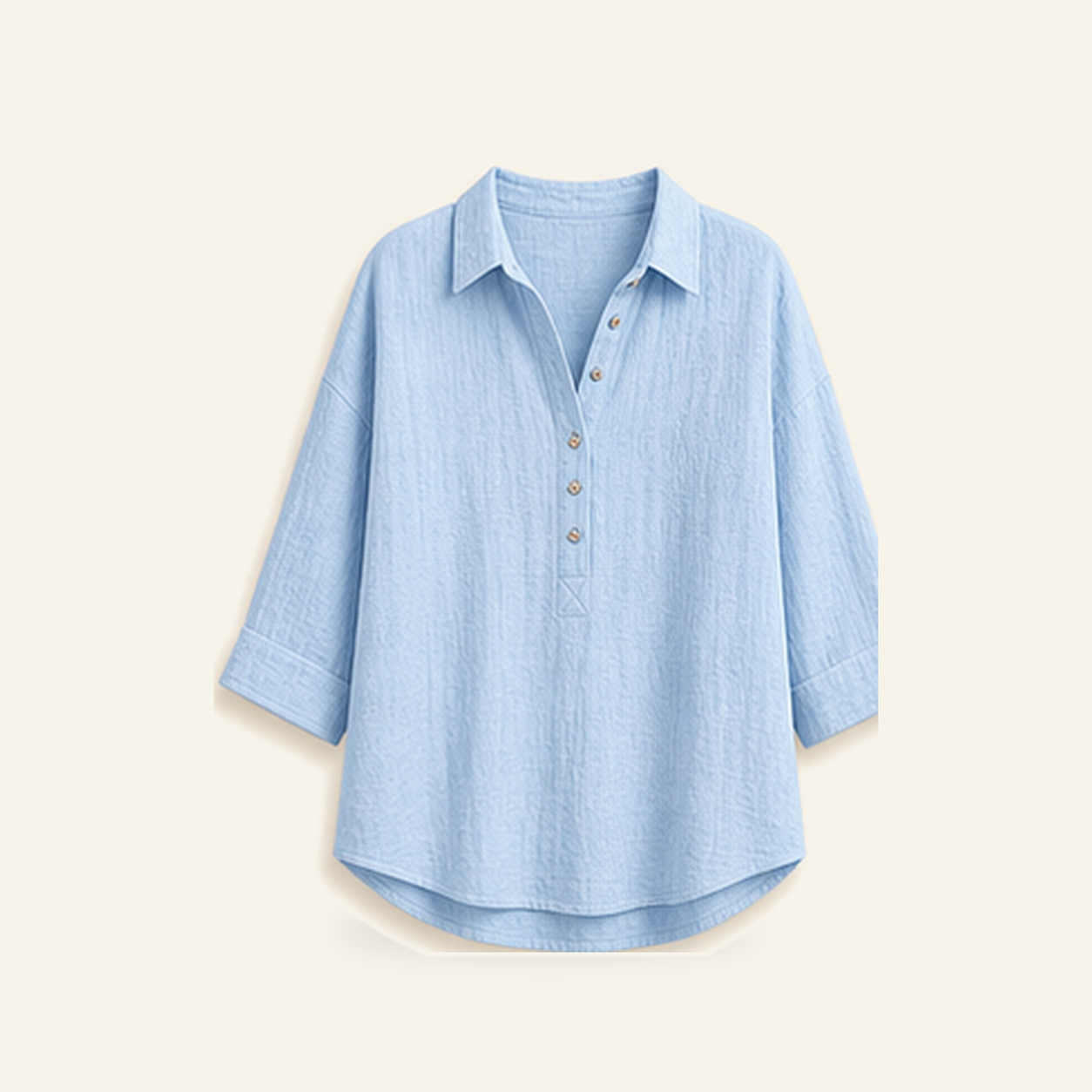 ⏰Warehouse Clearance⚡12-Pack for $36.99⚡Women's Linen-Gauze Button Placket Collared Blouses