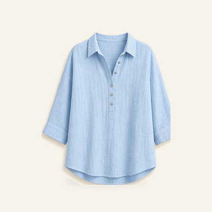 ⏰Warehouse Clearance⚡12-Pack for $36.99⚡Women's Linen-Gauze Button Placket Collared Blouses