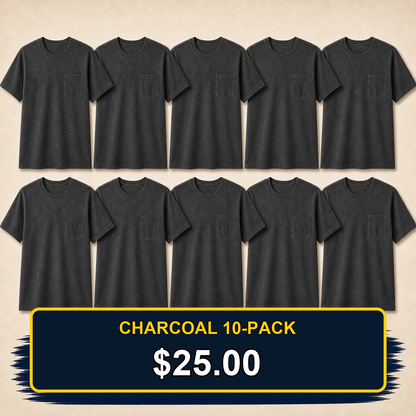 ⏰Clearance Sale⚡20-Pack for $30⚡Men's Big & Tall Garment-Dyed Pocket T-Shirt Multi-Pack