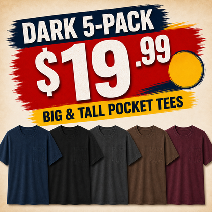 ⏰Clearance Sale⚡20-Pack for $30⚡Men's Big & Tall Garment-Dyed Pocket T-Shirt Multi-Pack