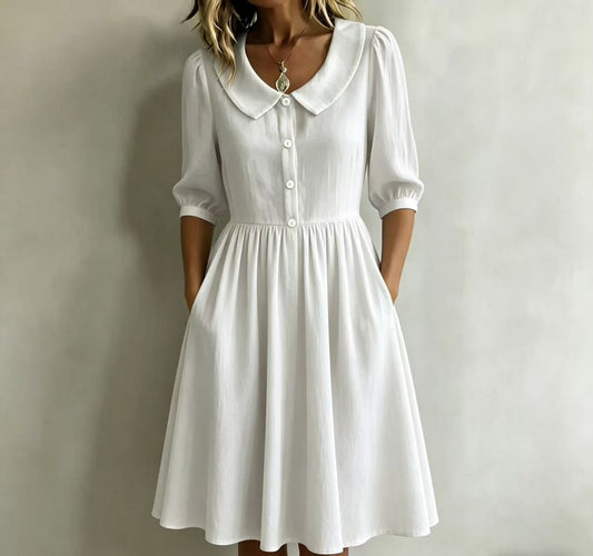 Waist-cinching lantern sleeve elegant dress