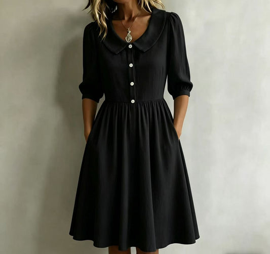 Waist-cinching lantern sleeve elegant dress