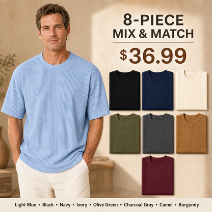FINAL CLEARANCE - 8-Pack Only $36.99 - Men's Relaxed Textured Crewneck Short-Sleeve T-Shirt