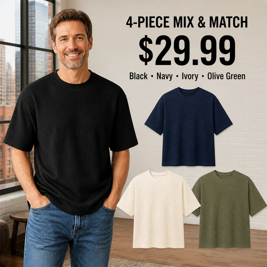 FINAL CLEARANCE - 8-Pack Only $36.99 - Men's Relaxed Textured Crewneck Short-Sleeve T-Shirt