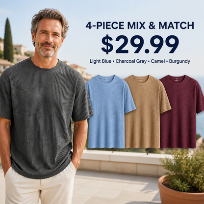 FINAL CLEARANCE - 8-Pack Only $36.99 - Men's Relaxed Textured Crewneck Short-Sleeve T-Shirt