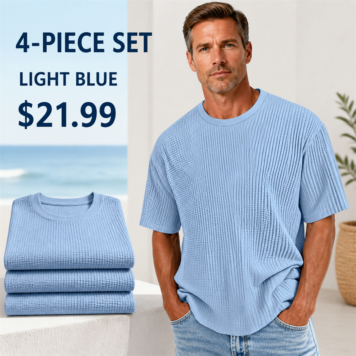 FINAL CLEARANCE - 8-Pack Only $36.99 - Men's Relaxed Textured Crewneck Short-Sleeve T-Shirt