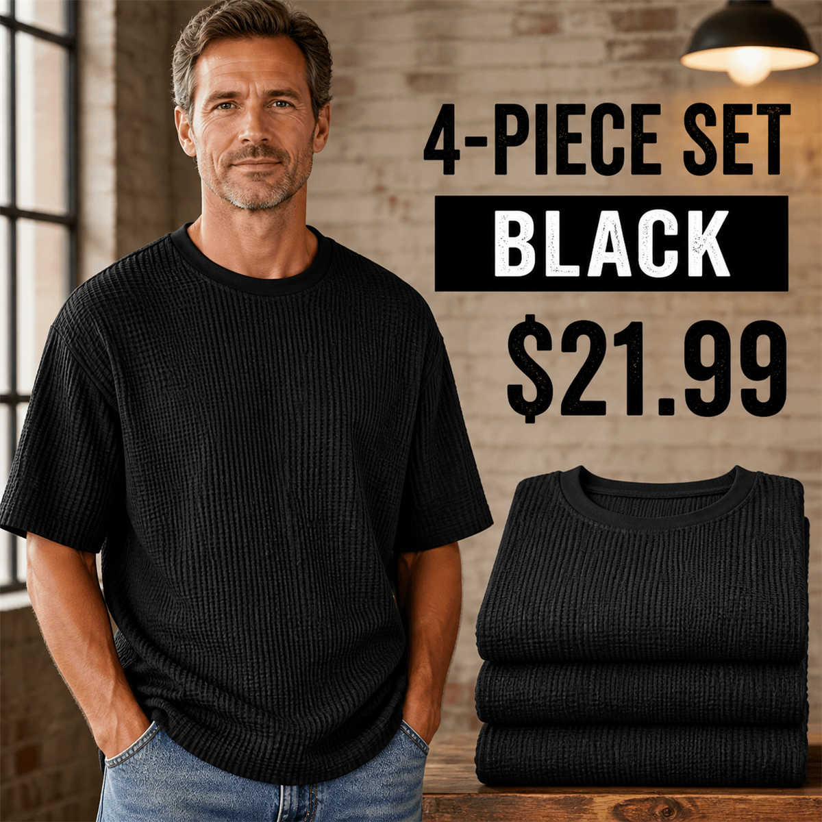 FINAL CLEARANCE - 8-Pack Only $36.99 - Men's Relaxed Textured Crewneck Short-Sleeve T-Shirt