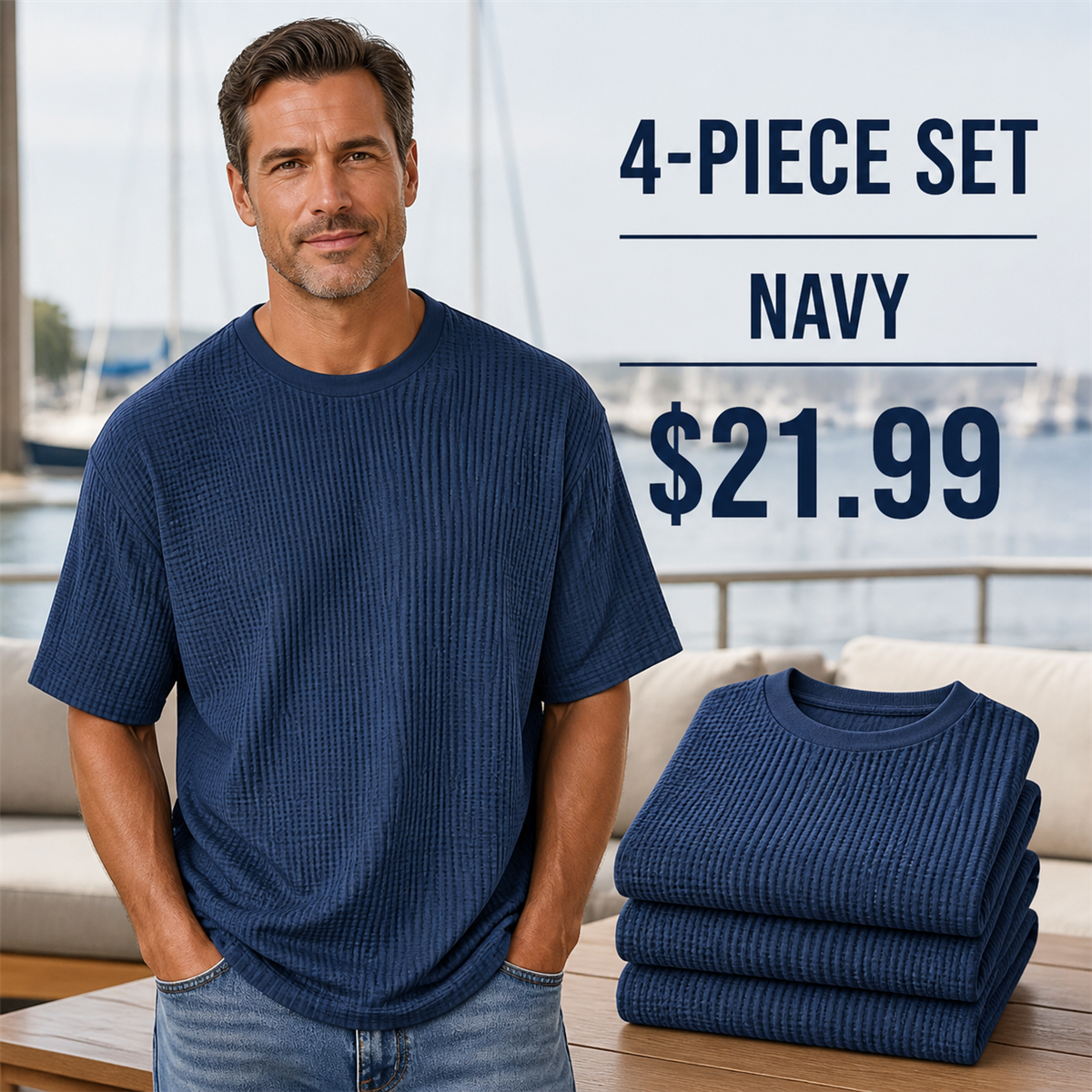 FINAL CLEARANCE - 8-Pack Only $36.99 - Men's Relaxed Textured Crewneck Short-Sleeve T-Shirt