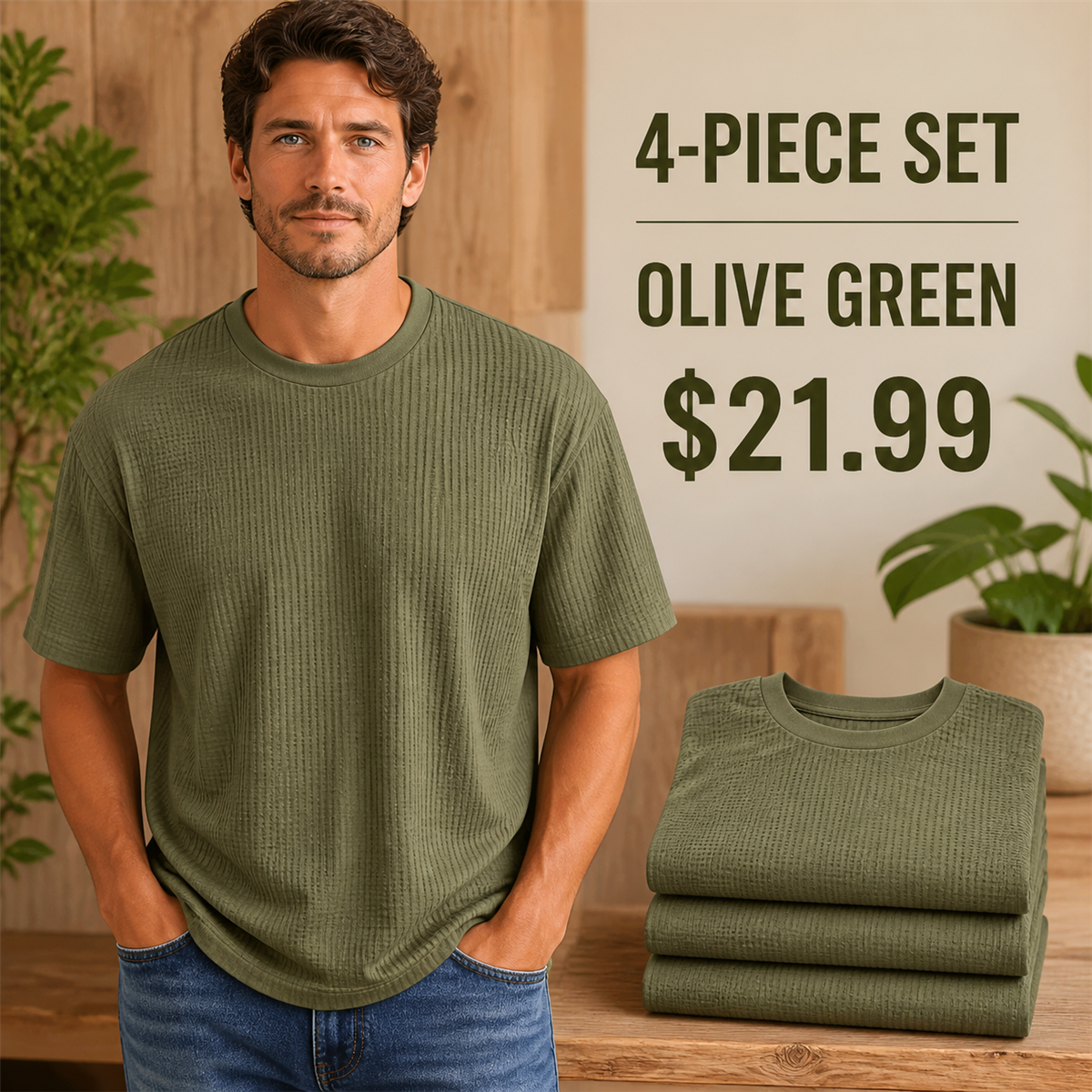 FINAL CLEARANCE - 8-Pack Only $36.99 - Men's Relaxed Textured Crewneck Short-Sleeve T-Shirt