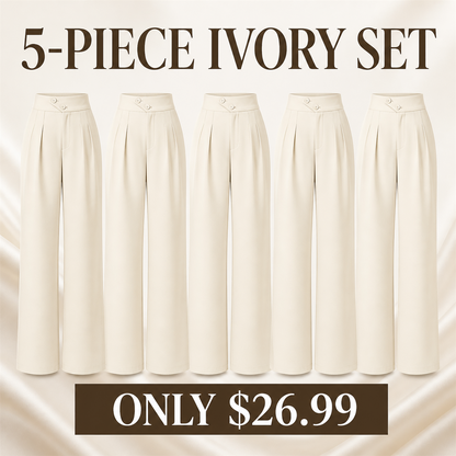 FINAL CLEARANCE - 10-Pack Only $36.99 - Women's High-Waist Pleated Wide-Leg Trousers