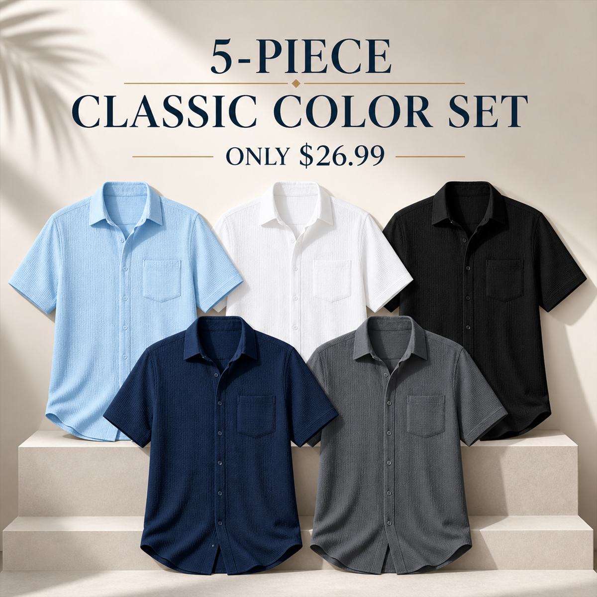FINAL CLEARANCE - 10-Pack Only $36.99 - Men's Textured Short-Sleeve Button-Front Shirt with Chest Pocket