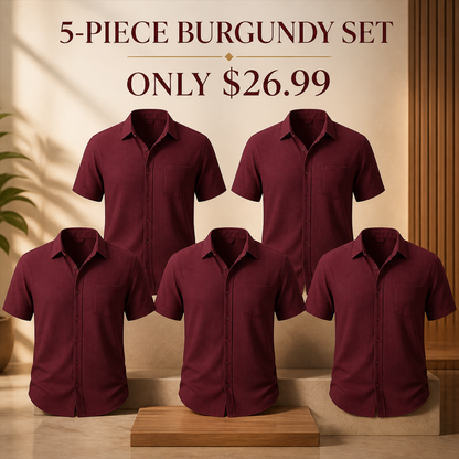 FINAL CLEARANCE - 10-Pack Only $36.99 - Men's Textured Short-Sleeve Button-Front Shirt with Chest Pocket