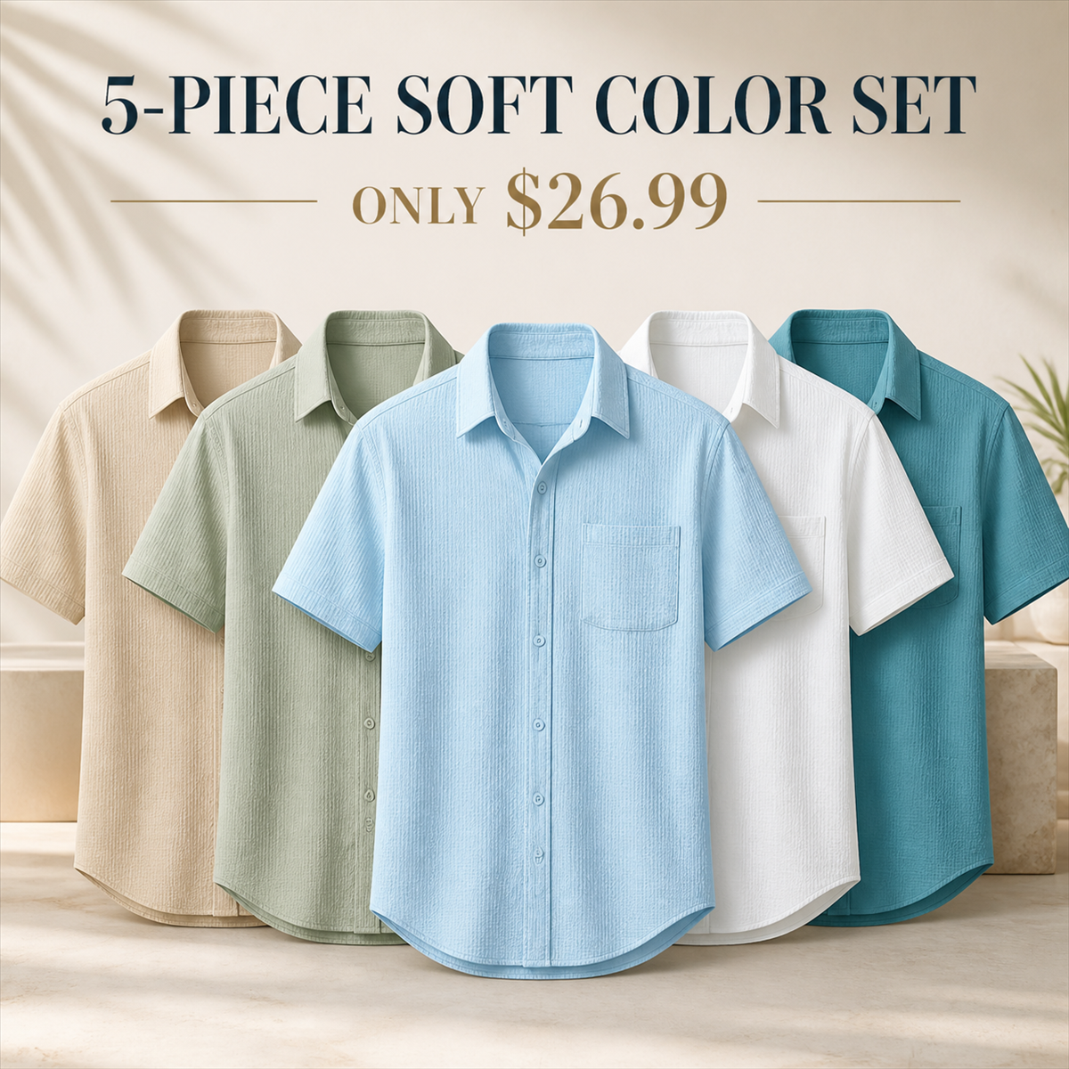 FINAL CLEARANCE - 10-Pack Only $36.99 - Men's Textured Short-Sleeve Button-Front Shirt with Chest Pocket