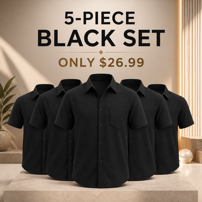 FINAL CLEARANCE - 10-Pack Only $36.99 - Men's Textured Short-Sleeve Button-Front Shirt with Chest Pocket