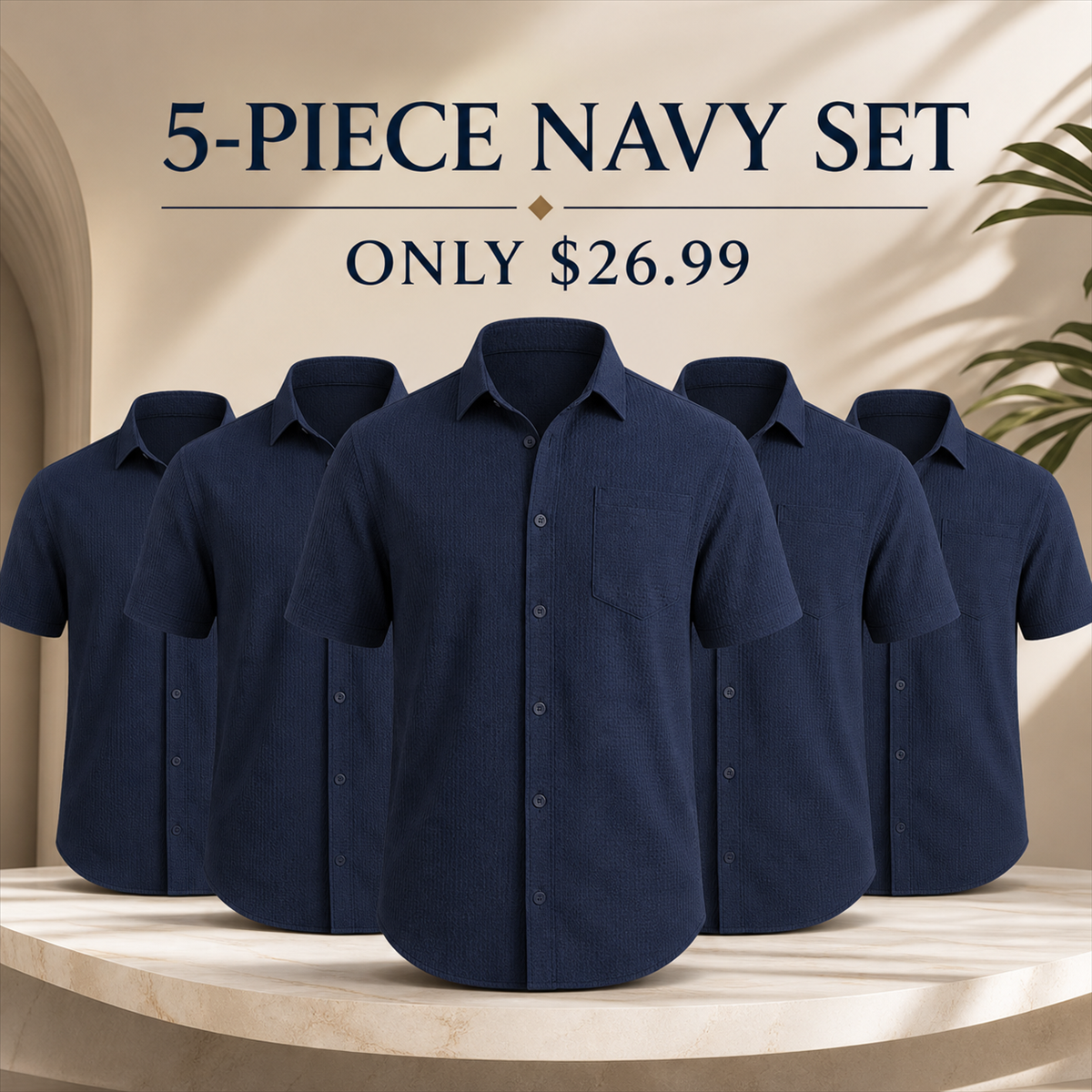 FINAL CLEARANCE - 10-Pack Only $36.99 - Men's Textured Short-Sleeve Button-Front Shirt with Chest Pocket