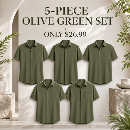 FINAL CLEARANCE - 10-Pack Only $36.99 - Men's Textured Short-Sleeve Button-Front Shirt with Chest Pocket