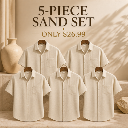 FINAL CLEARANCE - 10-Pack Only $36.99 - Men's Textured Short-Sleeve Button-Front Shirt with Chest Pocket