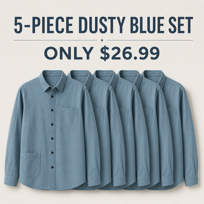 FINAL CLEARANCE - 10-Pack Only $36.99 - Men's Relaxed Long-Sleeve Two-Pocket Button-Front Overshirt