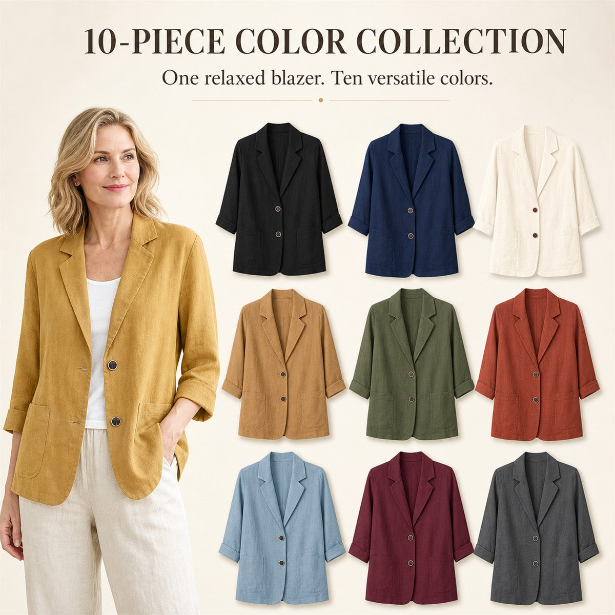 ⏰FINAL CLEARANCE⚡10-Pack Only $36.99⚡Women’s Linen Blazer – Breathable, Comfortable, Wrinkle-Resistant & Versatile