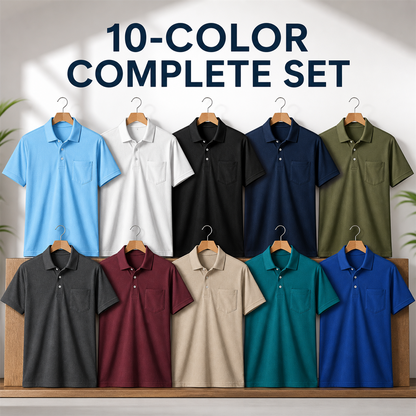 FINAL CLEARANCE - 10-Pack Only $36.99 - Men's Classic Short-Sleeve Polo Shirt with Chest Pocket