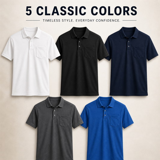 FINAL CLEARANCE - 10-Pack Only $36.99 - Men's Classic Short-Sleeve Polo Shirt with Chest Pocket