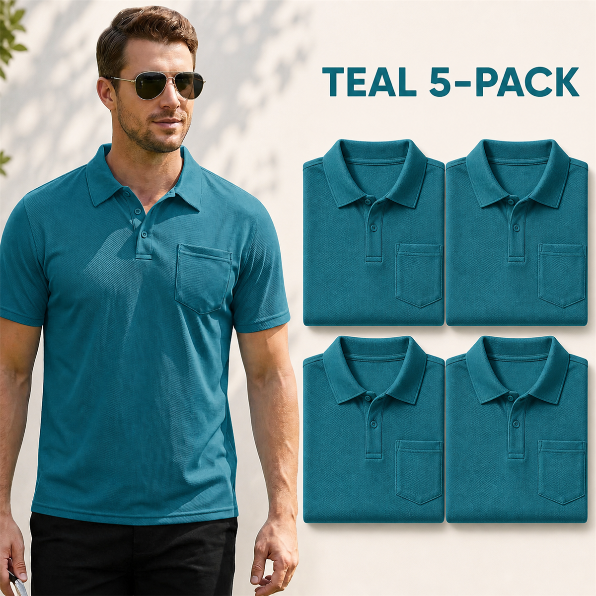 FINAL CLEARANCE - 10-Pack Only $36.99 - Men's Classic Short-Sleeve Polo Shirt with Chest Pocket