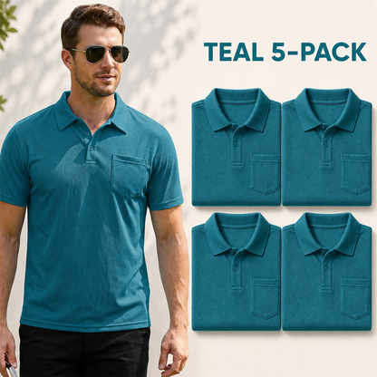 FINAL CLEARANCE - 10-Pack Only $36.99 - Men's Classic Short-Sleeve Polo Shirt with Chest Pocket