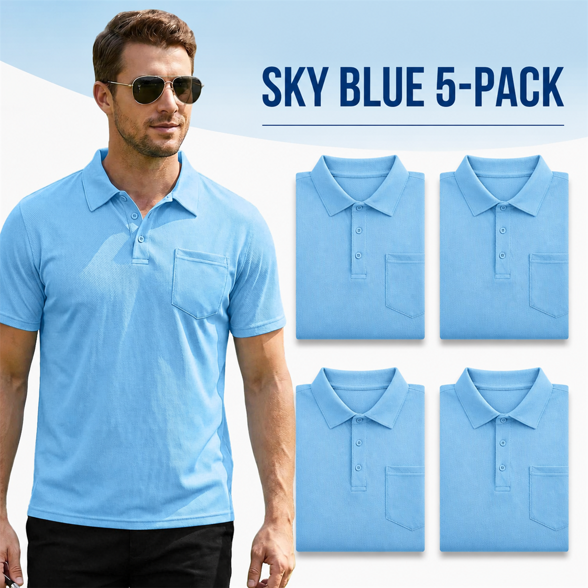 FINAL CLEARANCE - 10-Pack Only $36.99 - Men's Classic Short-Sleeve Polo Shirt with Chest Pocket