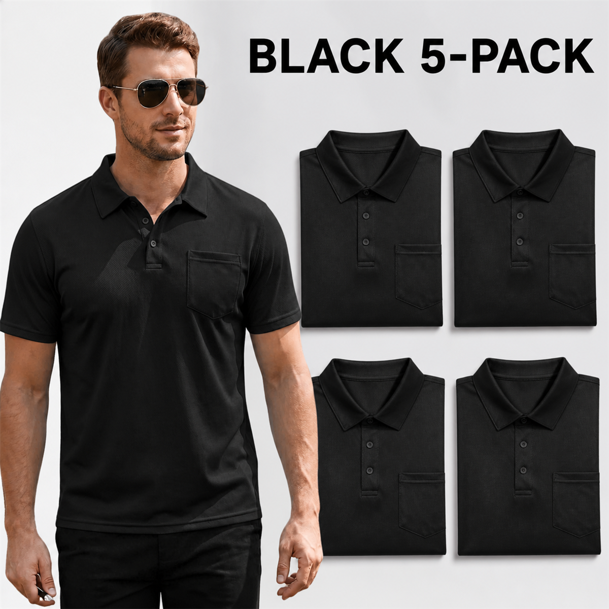 FINAL CLEARANCE - 10-Pack Only $36.99 - Men's Classic Short-Sleeve Polo Shirt with Chest Pocket